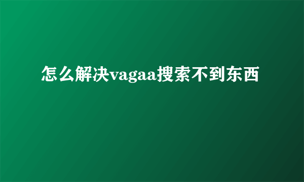 怎么解决vagaa搜索不到东西