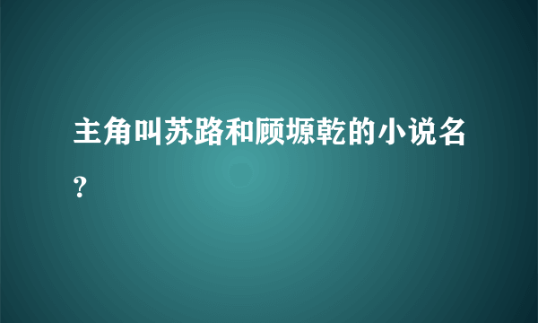 主角叫苏路和顾塬乾的小说名？