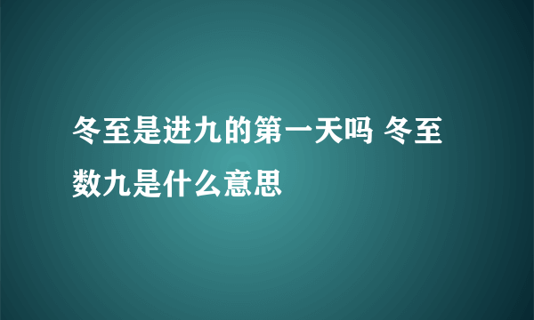 冬至是进九的第一天吗 冬至数九是什么意思