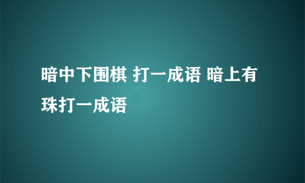 暗中下围棋 打一成语 暗上有珠打一成语