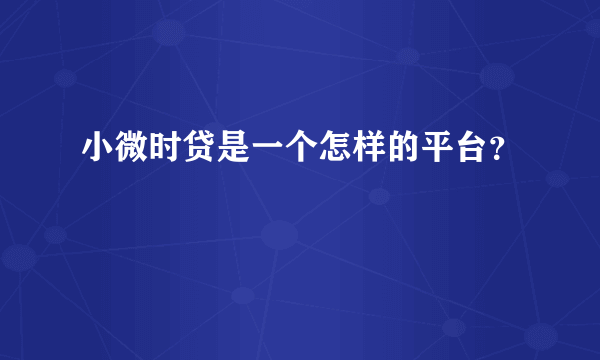 小微时贷是一个怎样的平台？