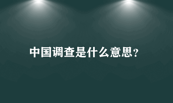 中国调查是什么意思？