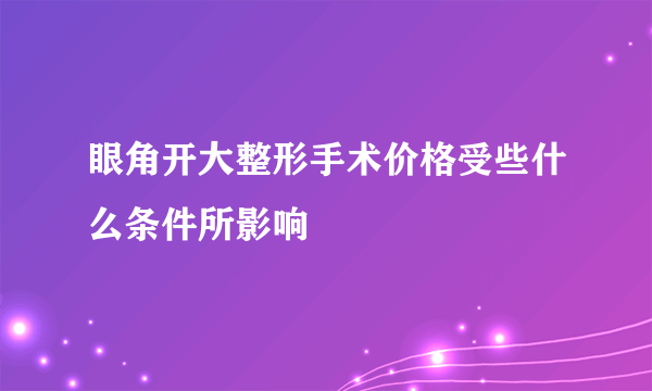 眼角开大整形手术价格受些什么条件所影响