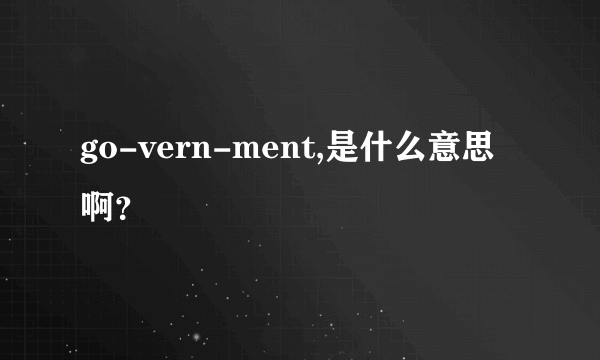 go-vern-ment,是什么意思啊？