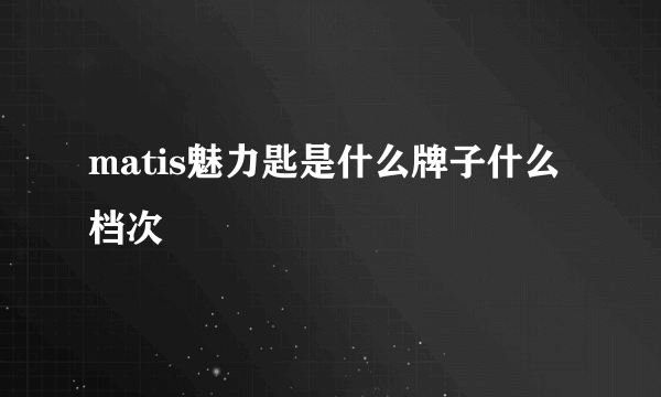 matis魅力匙是什么牌子什么档次