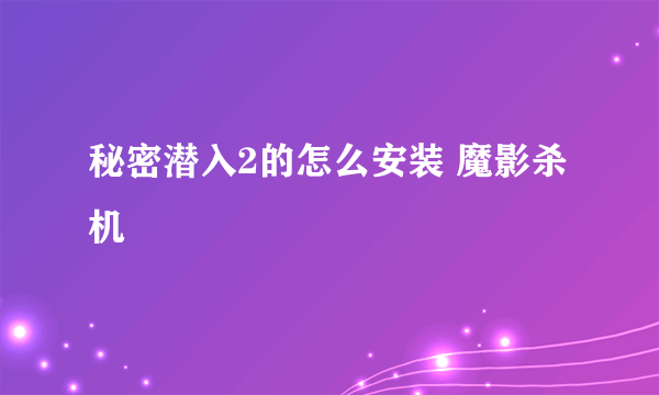 秘密潜入2的怎么安装 魔影杀机