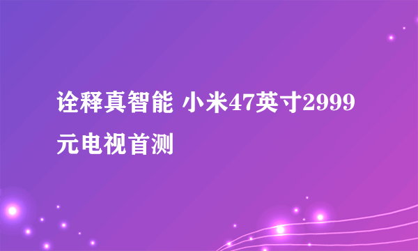 诠释真智能 小米47英寸2999元电视首测