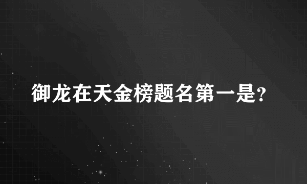 御龙在天金榜题名第一是？