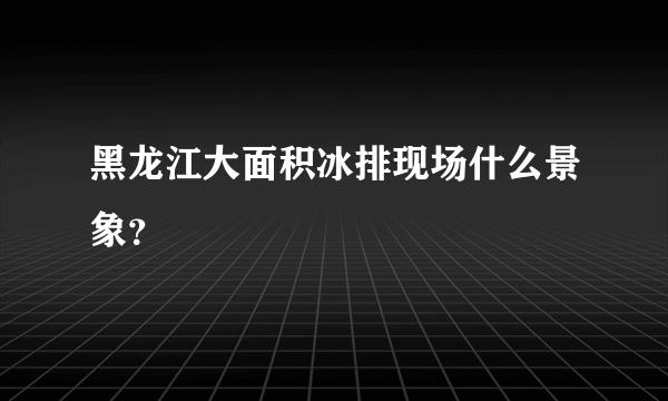 黑龙江大面积冰排现场什么景象？