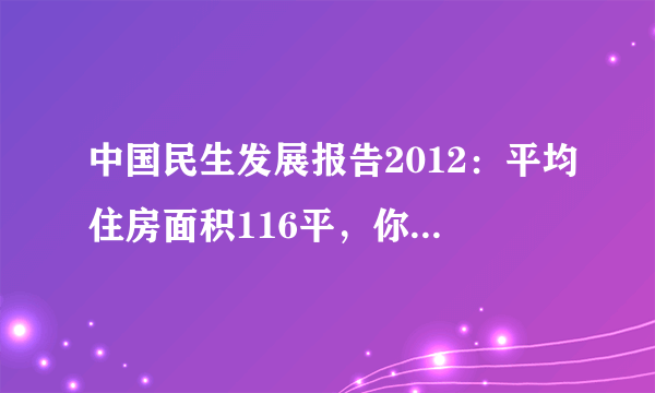 中国民生发展报告2012：平均住房面积116平，你被平均了吗？