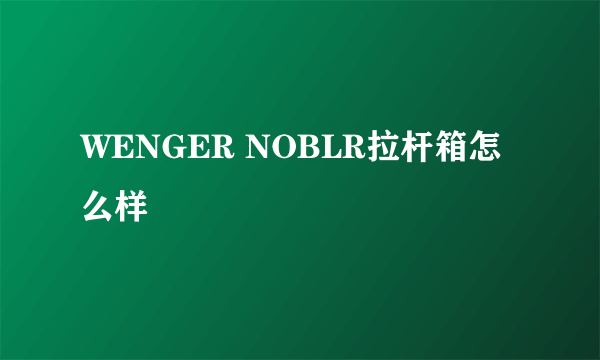 WENGER NOBLR拉杆箱怎么样