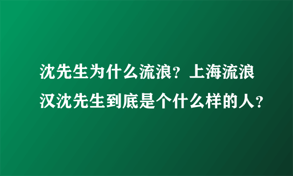 沈先生为什么流浪？上海流浪汉沈先生到底是个什么样的人？