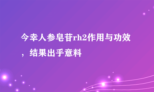 今幸人参皂苷rh2作用与功效，结果出乎意料