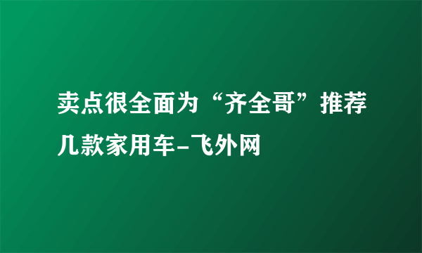 卖点很全面为“齐全哥”推荐几款家用车-飞外网