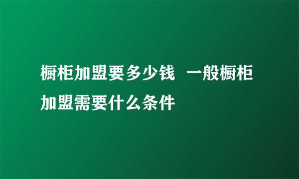 橱柜加盟要多少钱  一般橱柜加盟需要什么条件