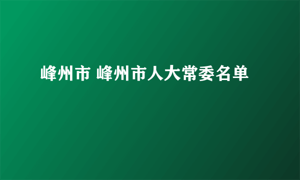 峰州市 峰州市人大常委名单