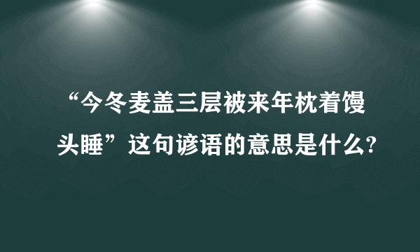 “今冬麦盖三层被来年枕着馒头睡”这句谚语的意思是什么?