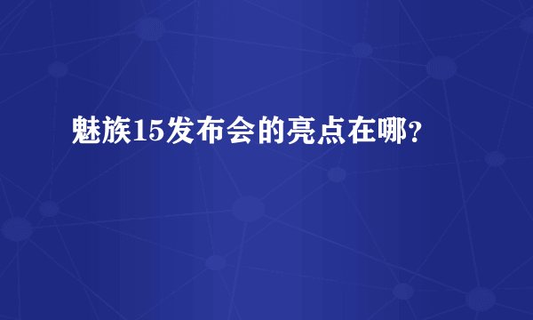 魅族15发布会的亮点在哪？