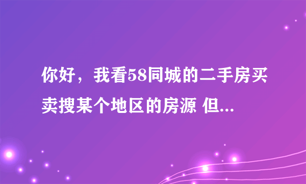 你好，我看58同城的二手房买卖搜某个地区的房源 但是我想买6+1的 不想买高层却出来很多高层的