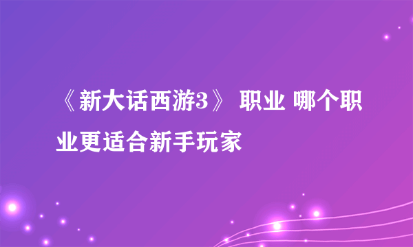 《新大话西游3》 职业 哪个职业更适合新手玩家