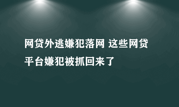 网贷外逃嫌犯落网 这些网贷平台嫌犯被抓回来了