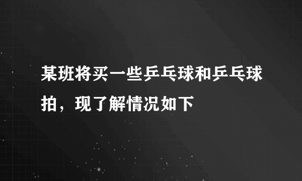 某班将买一些乒乓球和乒乓球拍，现了解情况如下