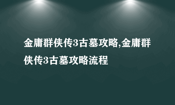 金庸群侠传3古墓攻略,金庸群侠传3古墓攻略流程