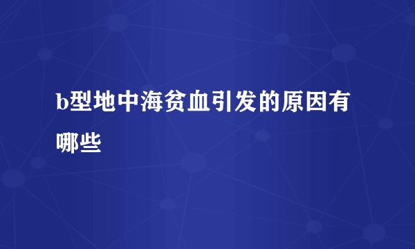 b型地中海贫血引发的原因有哪些