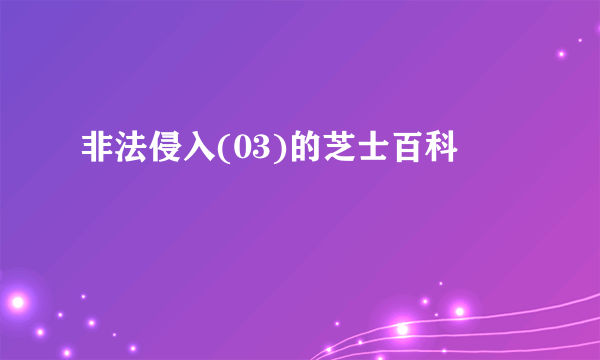 非法侵入(03)的芝士百科