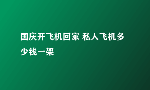 国庆开飞机回家 私人飞机多少钱一架