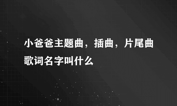 小爸爸主题曲，插曲，片尾曲歌词名字叫什么