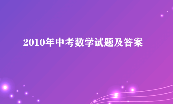 2010年中考数学试题及答案